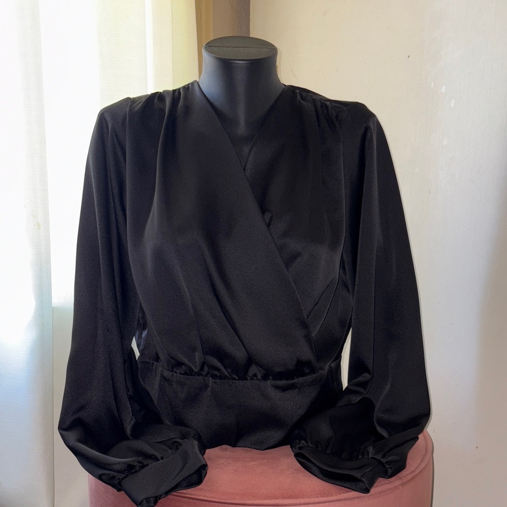 Renee C. Black Wrap Blouse